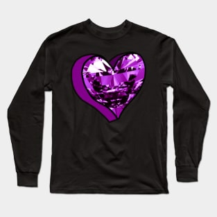 Purple Diamond Love Heart Long Sleeve T-Shirt